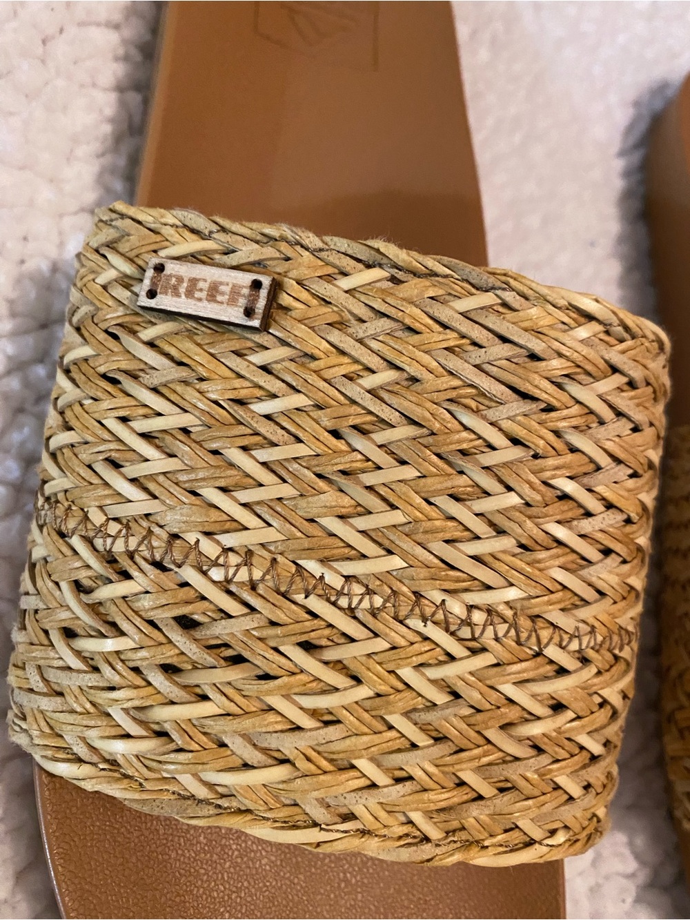 Reef Women’s Brown Tan Woven Slide Sandals - Picture 2 of 12